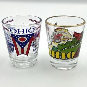 Vintage Ohio Souvenir Shot Glasses Set of 2 State Travel Barware